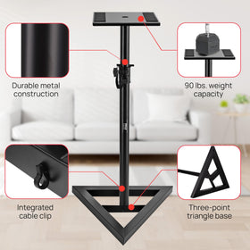 Pyle speaker stand triangle base provides sturdy, secure mounting.