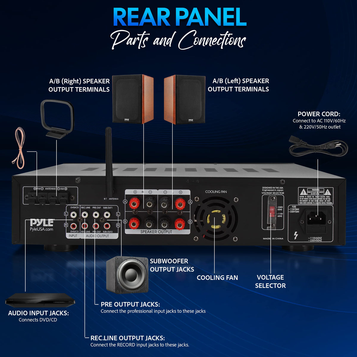 Pyle subwoofer out terminal for enhanced bass