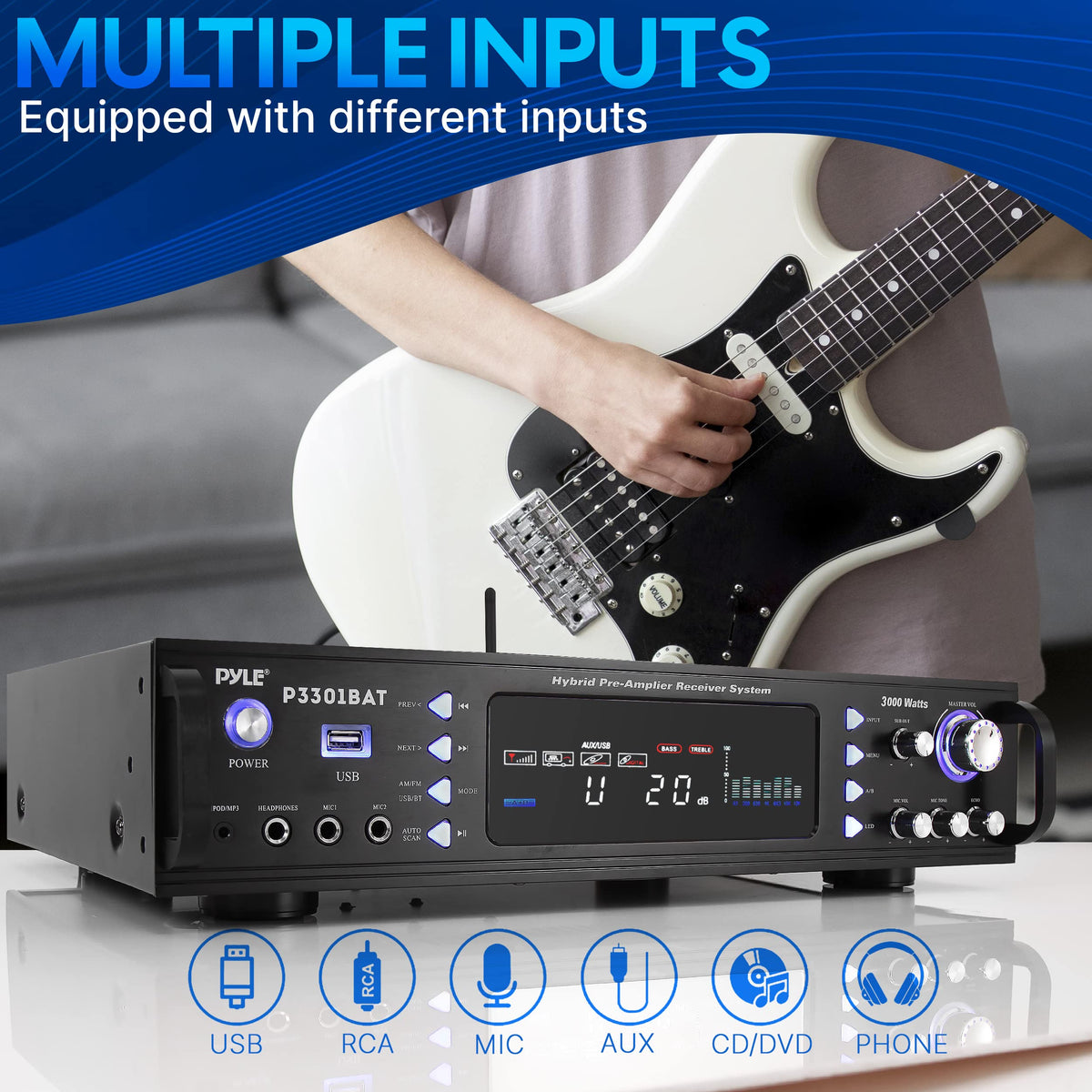Pyle USB MP3 playback for convenient music playback