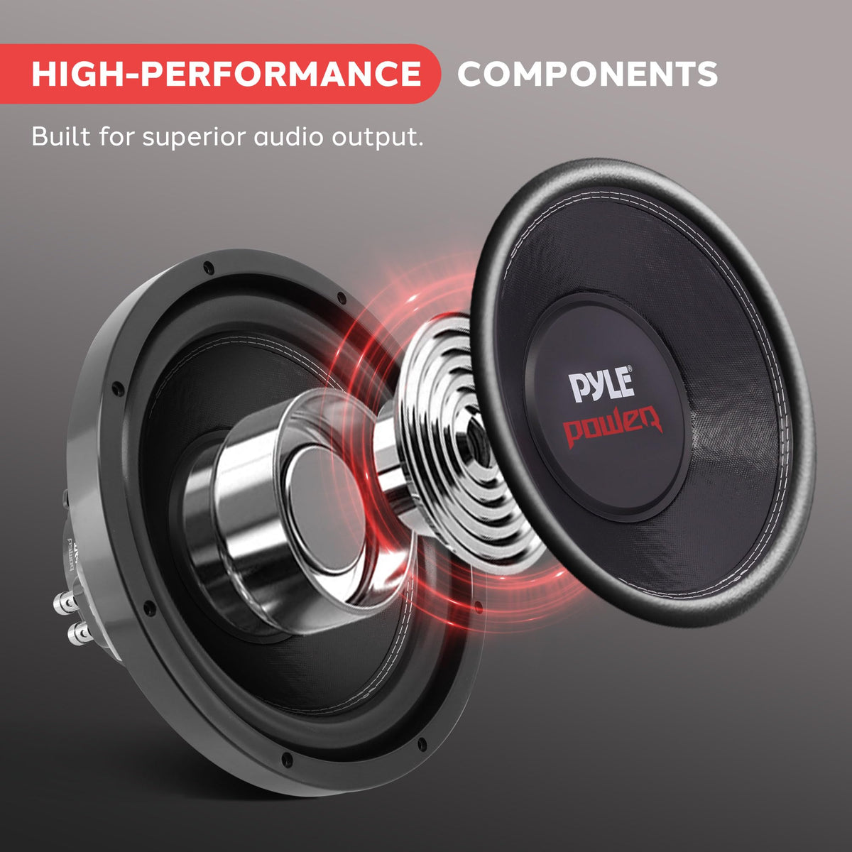 Pyle detail of 2-inch 4-layer dual voice coil for improved heat tolerance and power handling