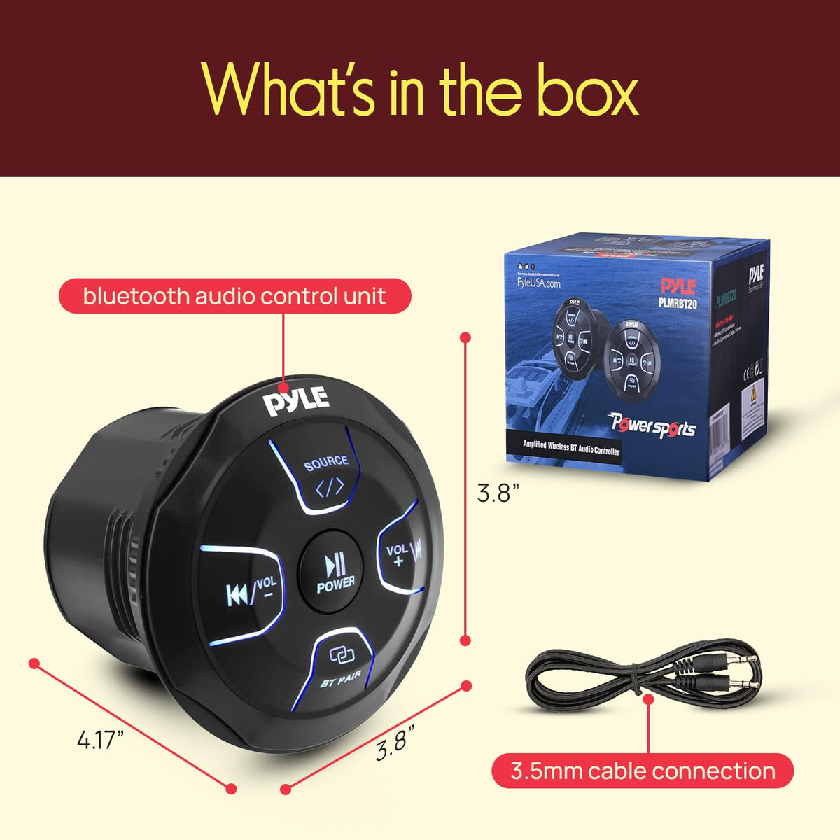 Pyle waterproof IP-65 rated unit designed for boats and outdoor vehicles