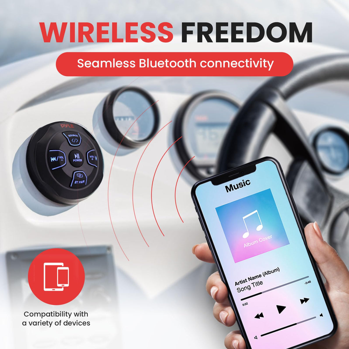 Wireless Bluetooth controller for easy music streaming on deck