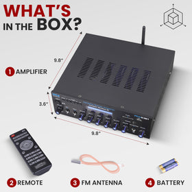 Pyle Wireless BT Stereo Amplifier LCD display providing clear status during playback