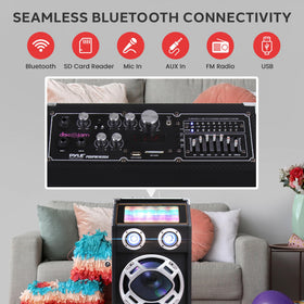 Pyle WPA speaker Bluetooth setup enabling wireless music streaming from devices.