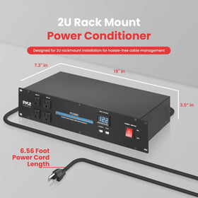 PylePro installed in a 2U rack illustrating organized server and AV power management