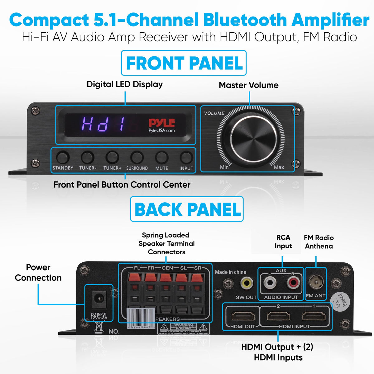 PyleUSA Bluetooth streaming for wireless music from devices.