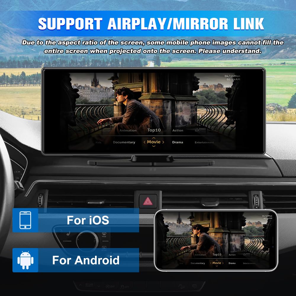Pyniro IPS touchscreen CarPlay interface with crisp visuals on the go