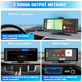 Pyniro portable CarPlay screen mounted and powered from cigarette lighter