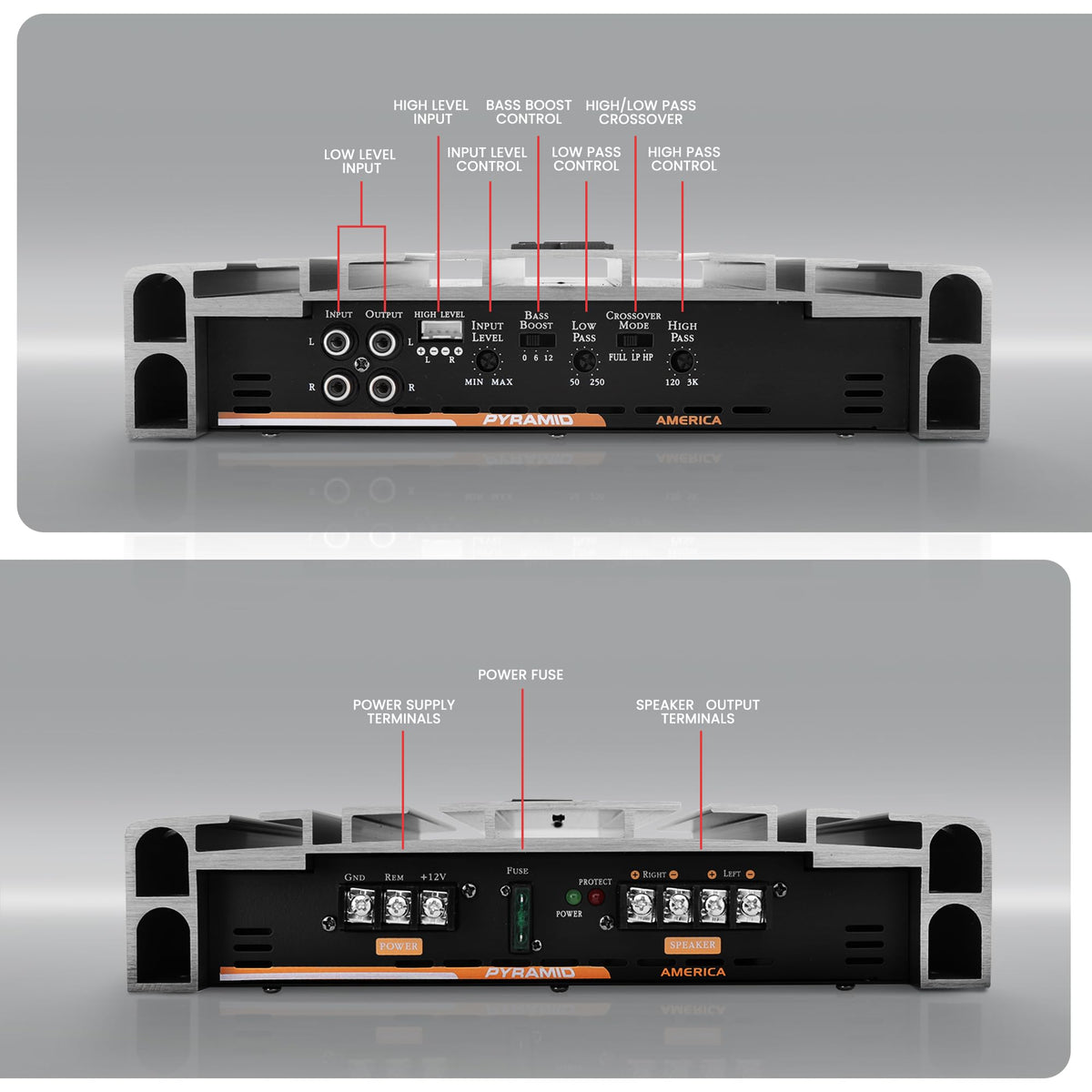 Pyramid PB3818 with silver-plated RCA ports for clear signal