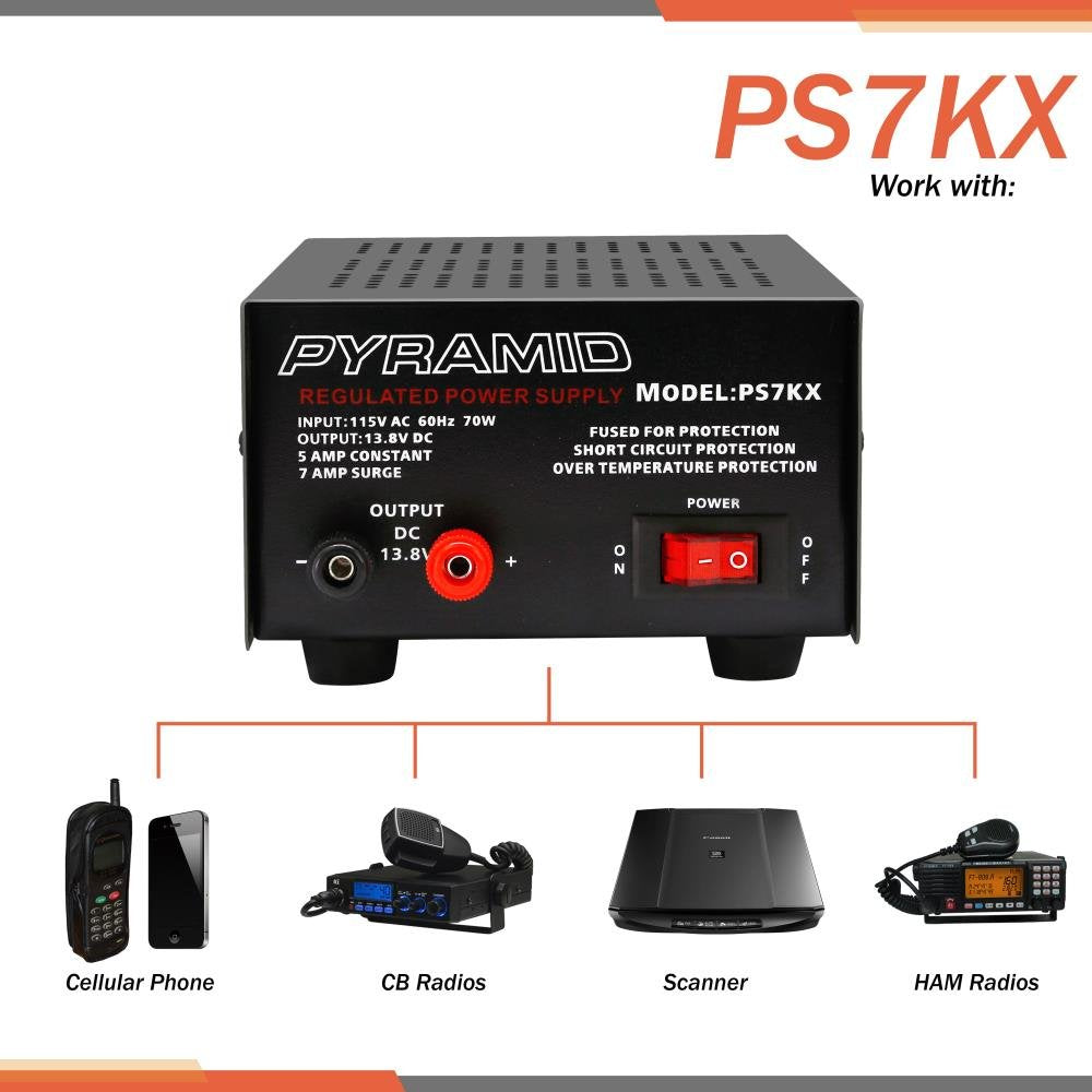 Pyramid PS7KX powering a radio setup demonstrating stable DC supply for devices