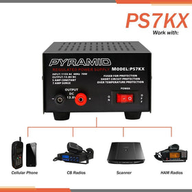 Pyramid PS7KX powering a radio setup demonstrating stable DC supply for devices