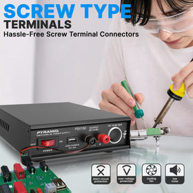 The Pyramid PSV150 USB port emphasizes convenient device charging during work sessions.