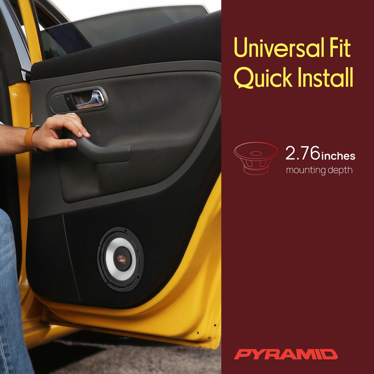 Pyramid WX65X mounting depth 2.76 inches fits many car openings.