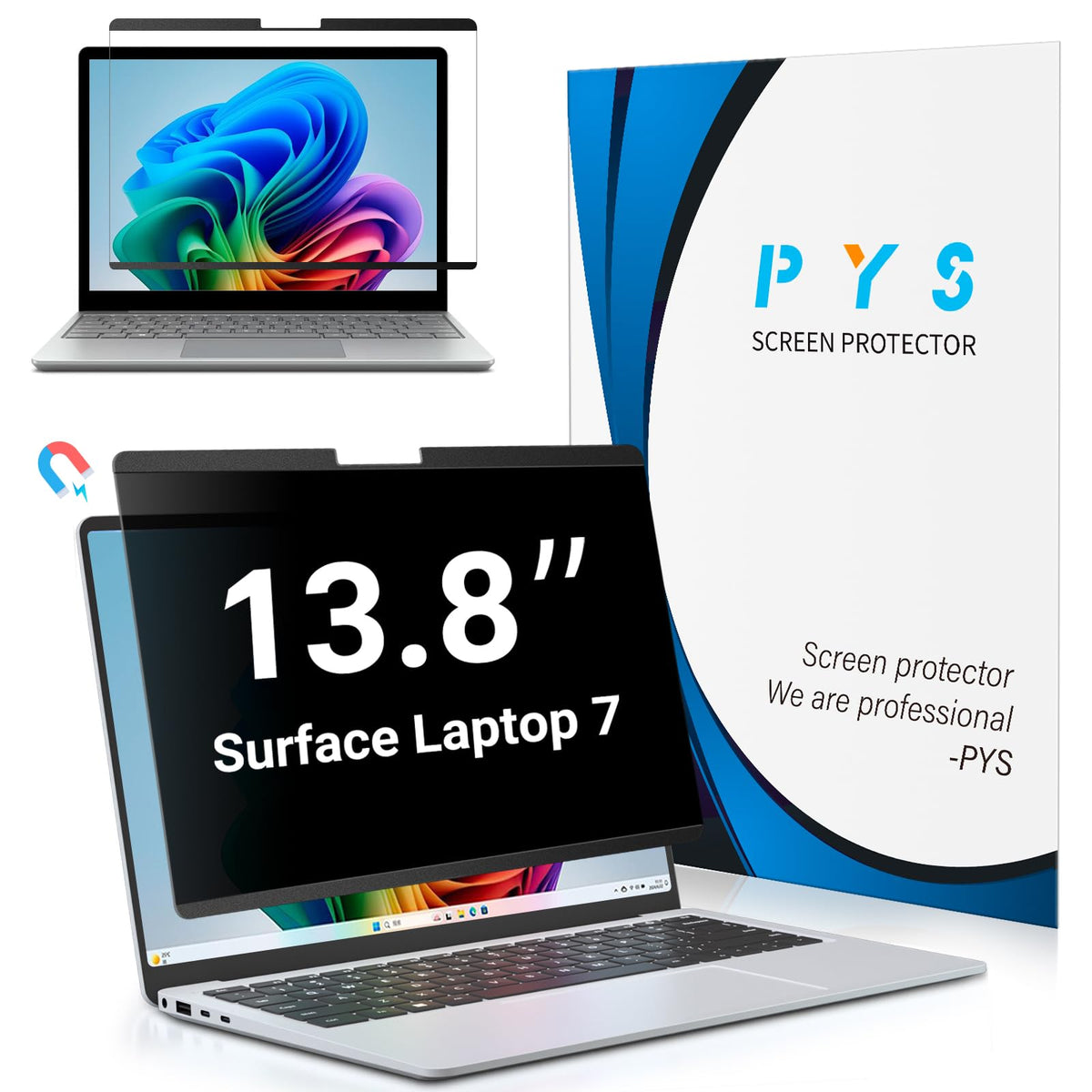 PYS front view on Surface Laptop 7 showing clean protected display and clear front visibility