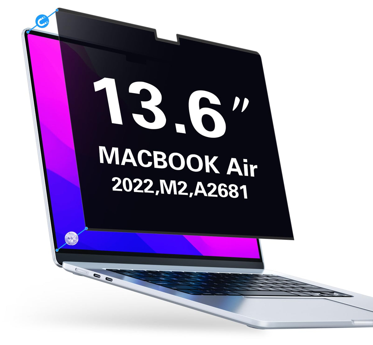 PYS MacBook Air privacy screen front view for discreet privacy.