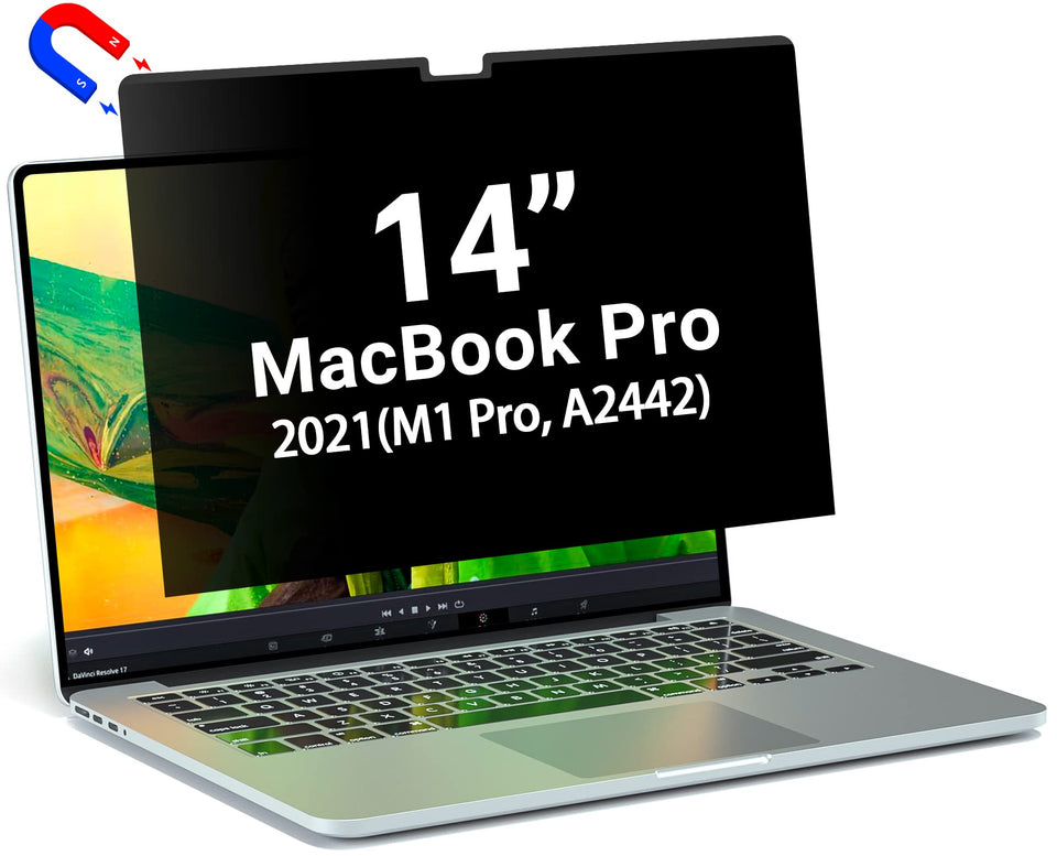 PYS front view on MacBook Pro 14 showing secure privacy and clean display