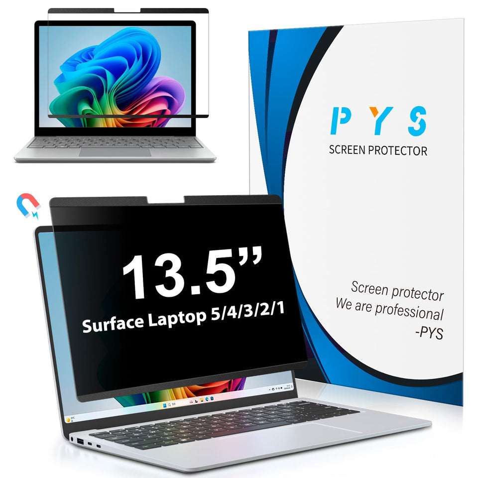 PYS magnetic privacy screen attaches easily for private viewing on Surface Laptop