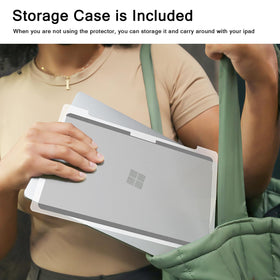 PYS privacy screen on Surface Pro 3 with simple setup and storage clip.