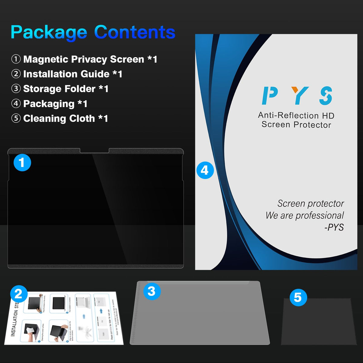 PYS packaging and included pieces laid out to show what arrives in box