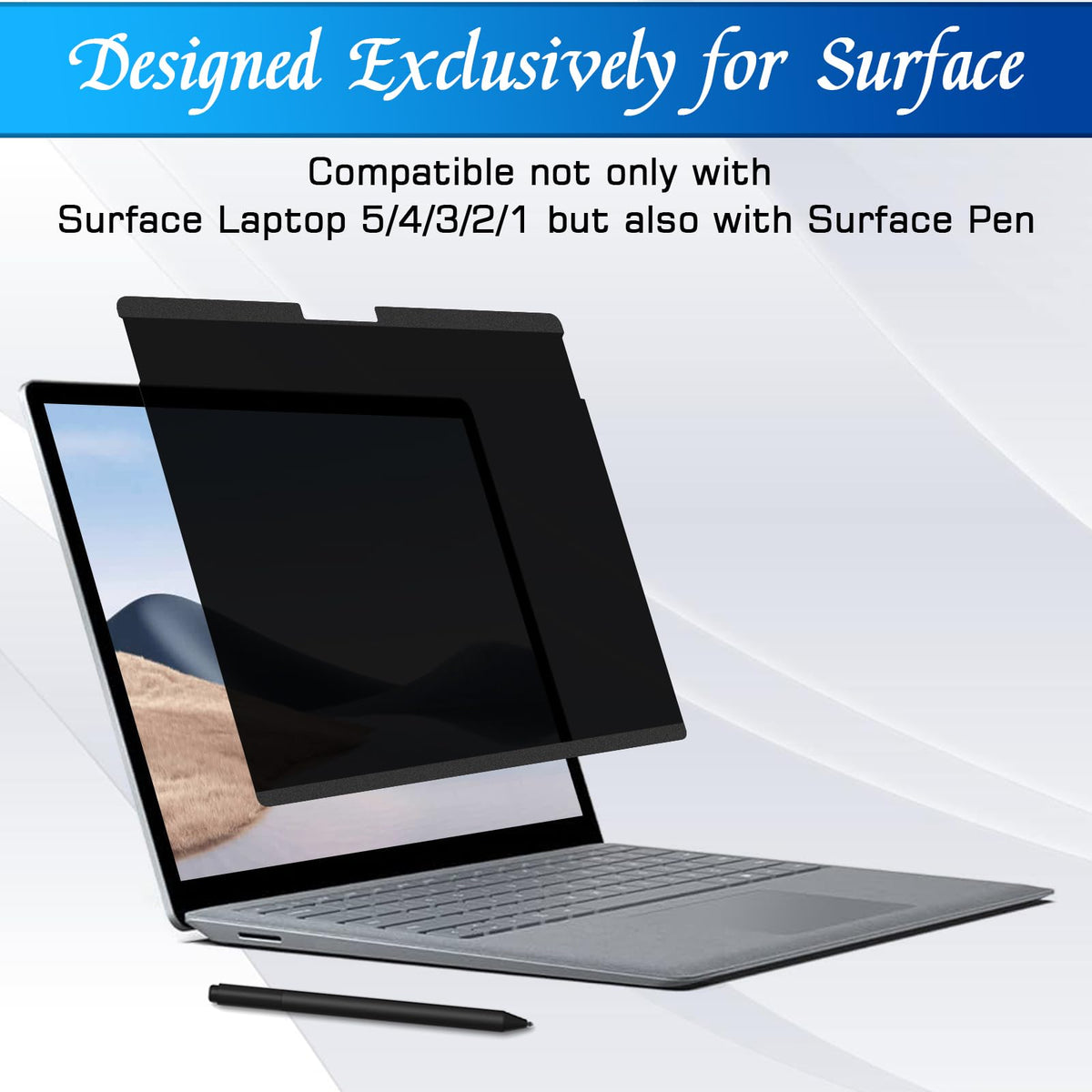 PYS privacy screen fits Surface Laptop models 1 to 5 securely