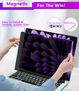 PYS privacy screen for MacBook Air 15 anti-glare closeup reduces reflections