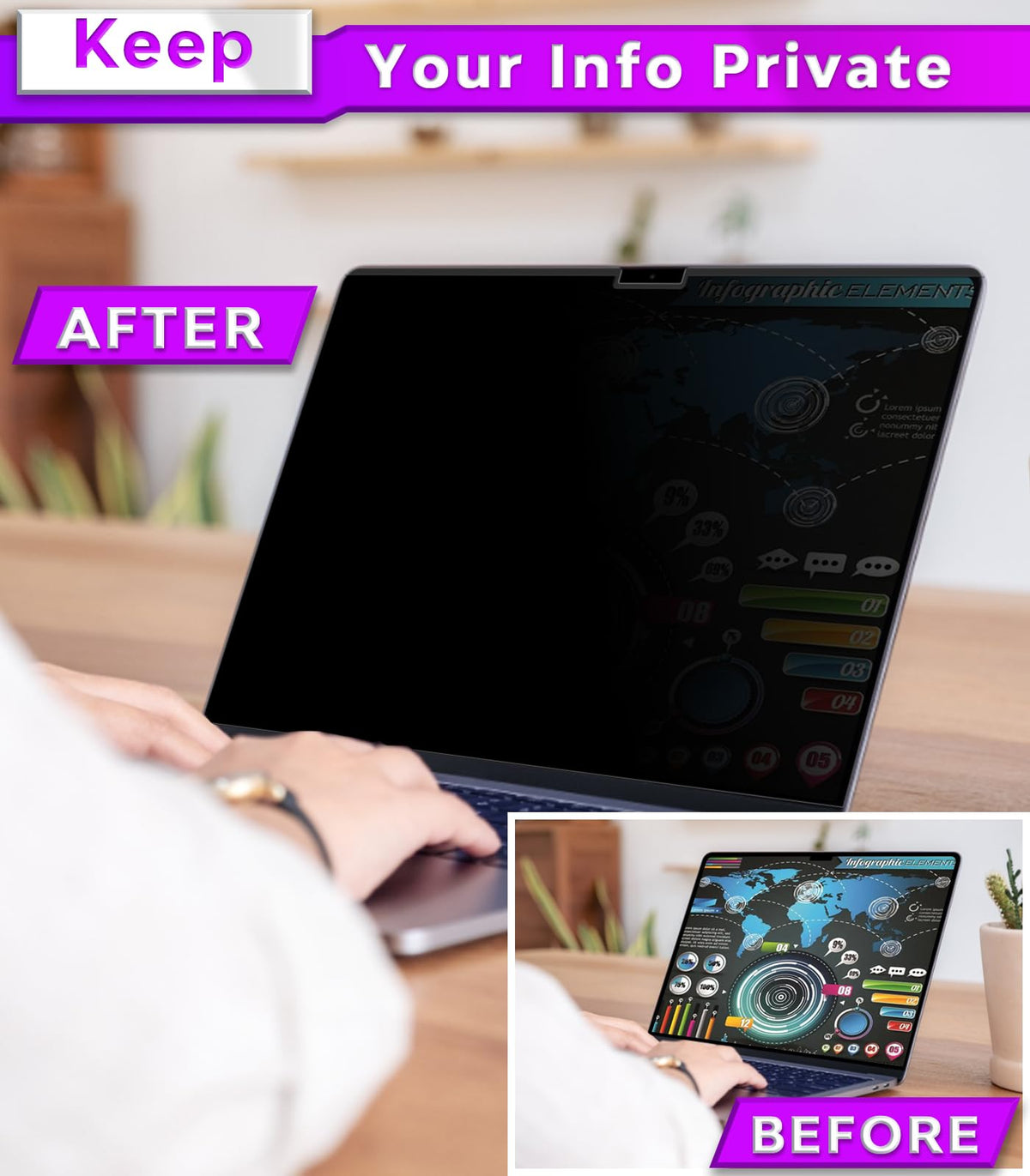 PYS privacy screen for MacBook Air 15 removable and reusable without residue