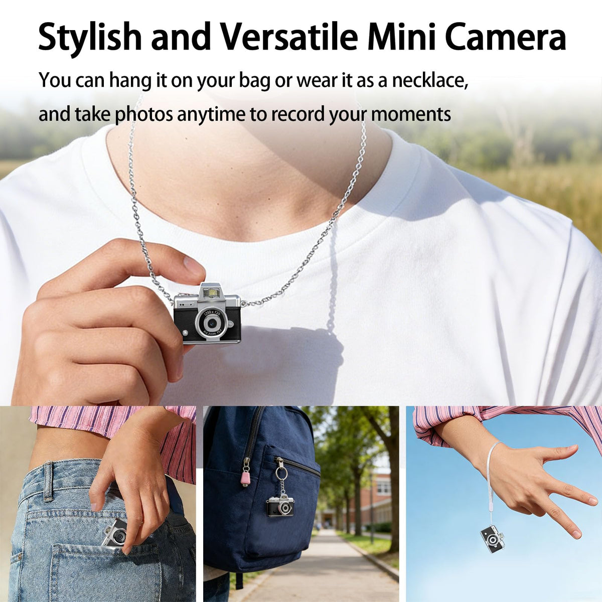 Pyxfeiiu mini keychain camera includes accessories for immediate use
