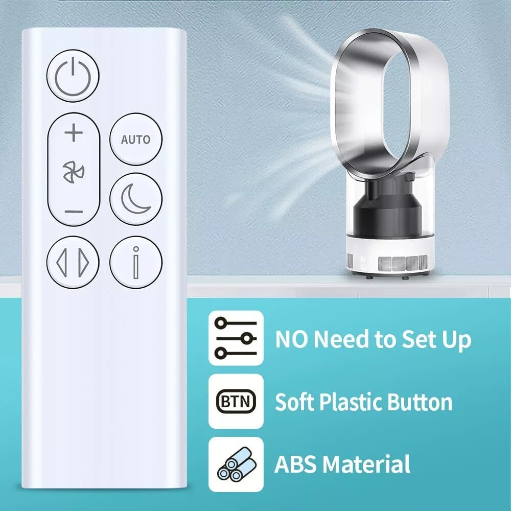PZL Dyson TP10 remote angled view emphasizing ergonomic grip for comfortable use.