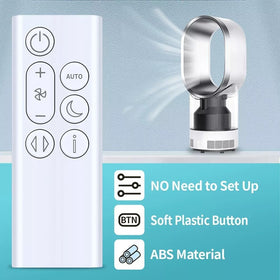 PZL Dyson TP10 remote angled view emphasizing ergonomic grip for comfortable use.