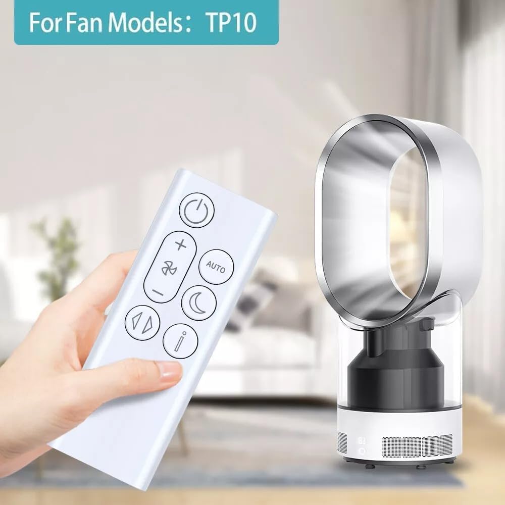 PZL Dyson TP10 remote battery compartment view for easy CR2032 access.