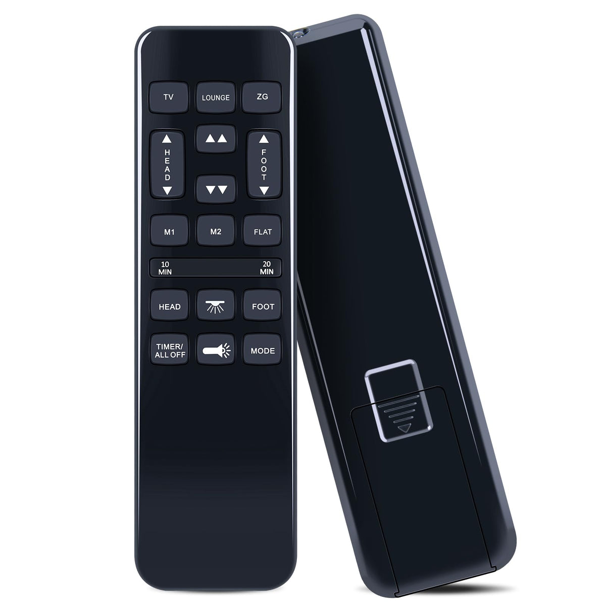 PZL front view remote showing full button layout and easy-grip design
