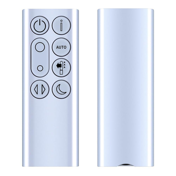PZL silver remote front view showing buttons and clear labeling for easy control