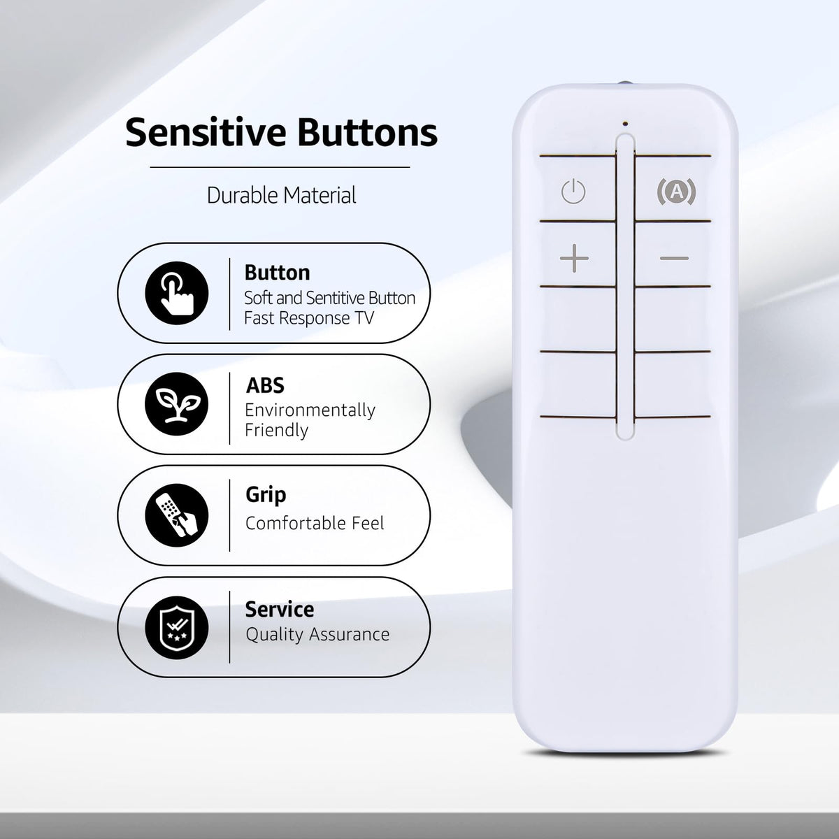 PZL remote held in hand highlighting ergonomic arc for comfortable grip