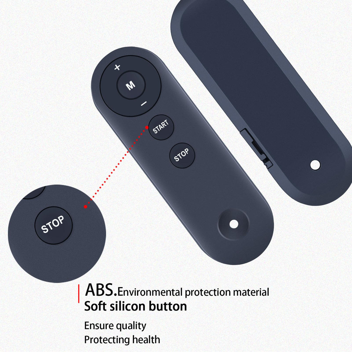 PZL remote held in hand to show size and portability for convenient storage