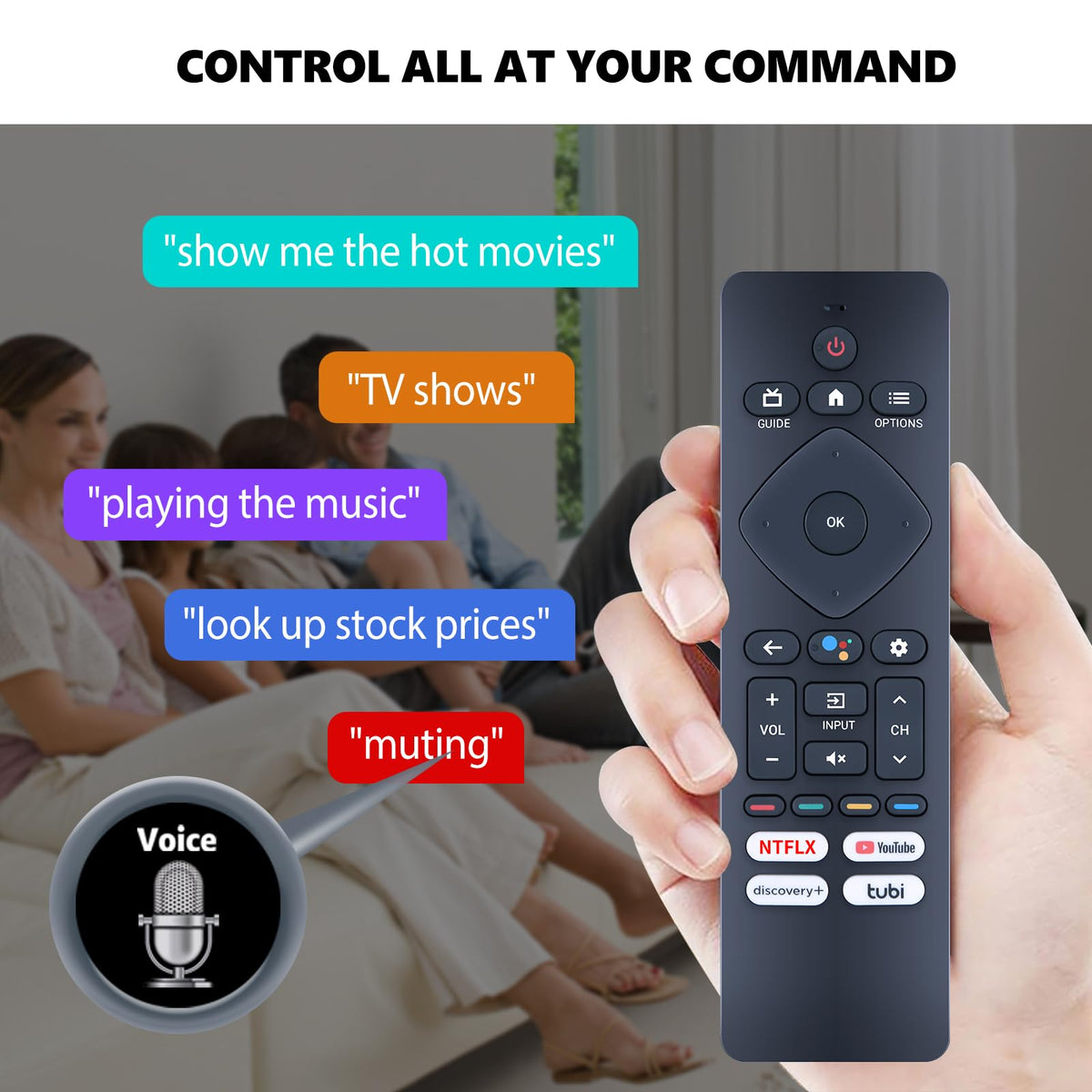 PZL close-up of voice button highlighting quick voice search benefit
