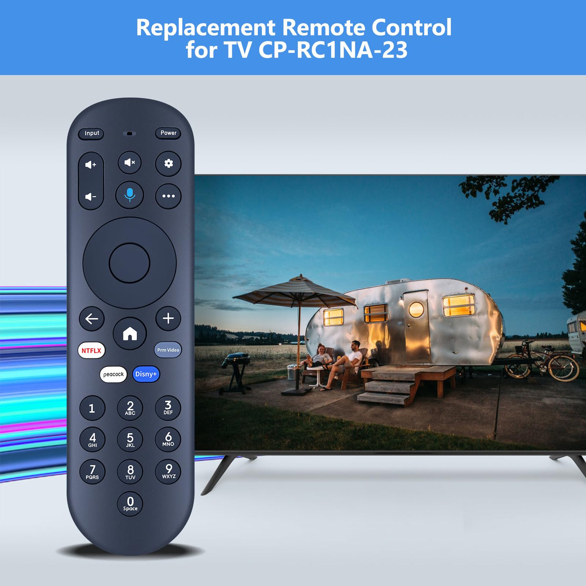 PZL replacement remote back view, compact ergonomic design for living spaces.