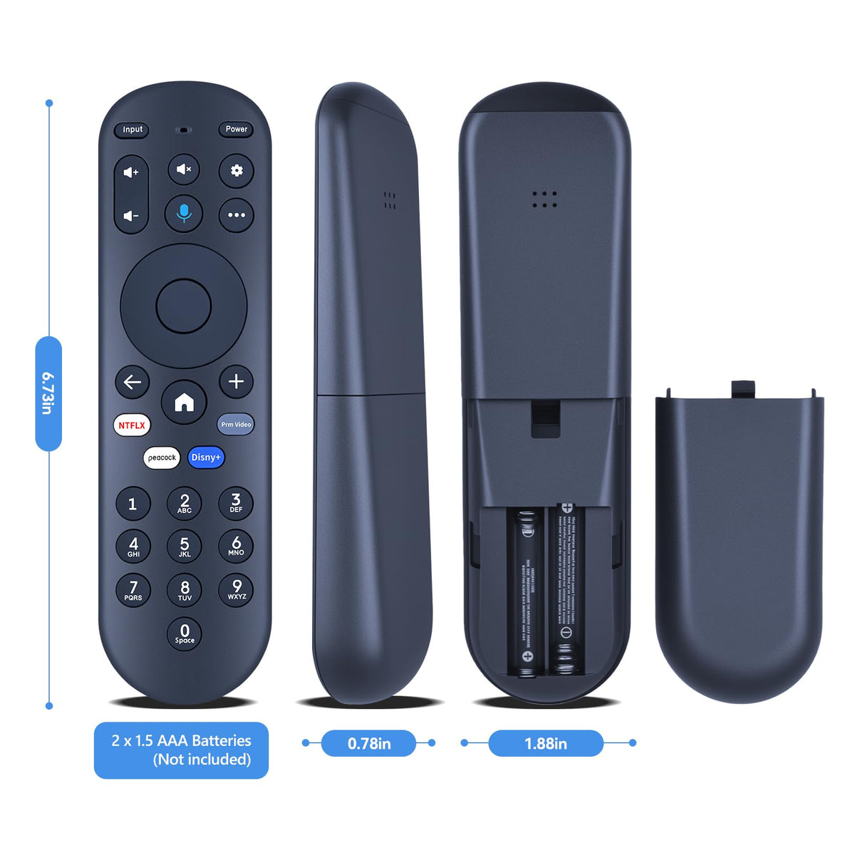 PZL replacement remote in living room setup, easy control of Pioneer Xumo.