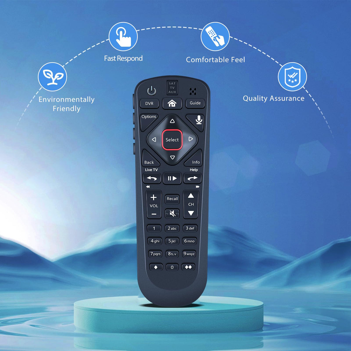 PZL Voice remote back view with visible durable build and battery area