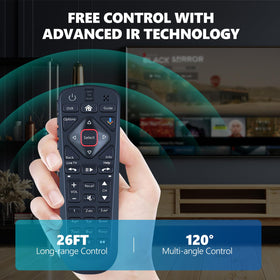 PZL Voice Replacement remote next to Hopper, demonstrates compatibility and easy reach for everyday use.