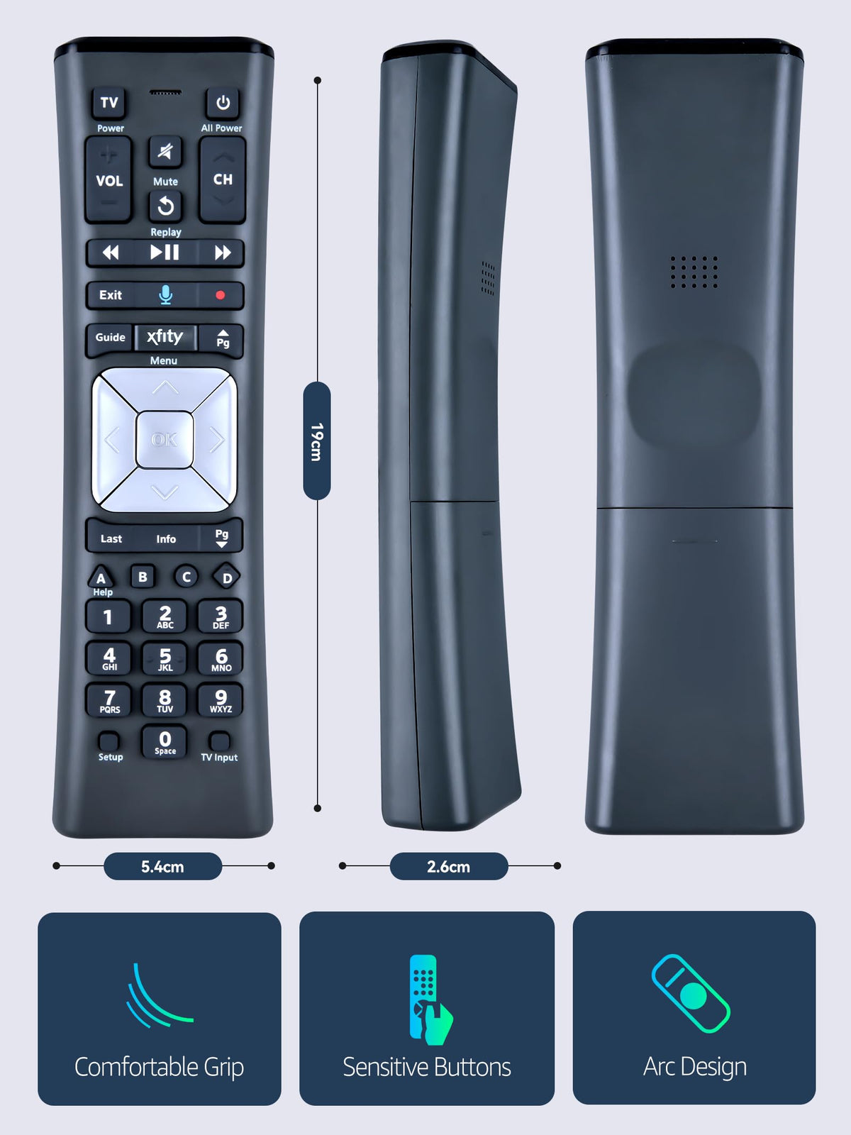 PZL XR11 remote shows battery compartment with note: batteries not included.