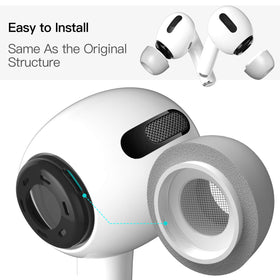 PZOZ gray memory foam ear tips for AirPods Pro fit easily inside the charging case.