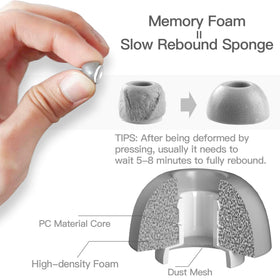 PZOZ memory foam ear tips for AirPods Pro large adapt to ear contours for comfort.