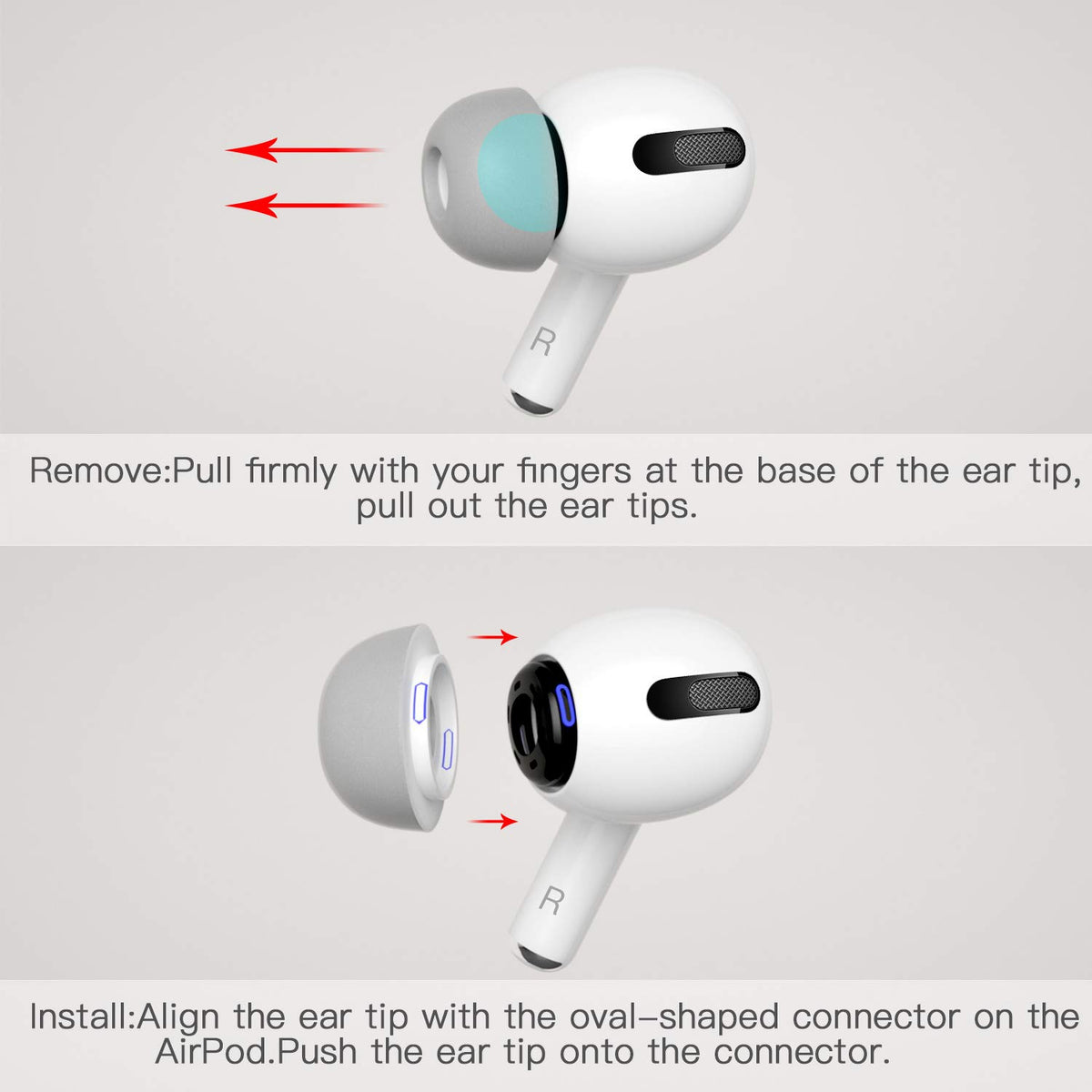 PZOZ three-pair memory foam ear tips for AirPods Pro replacement kit.