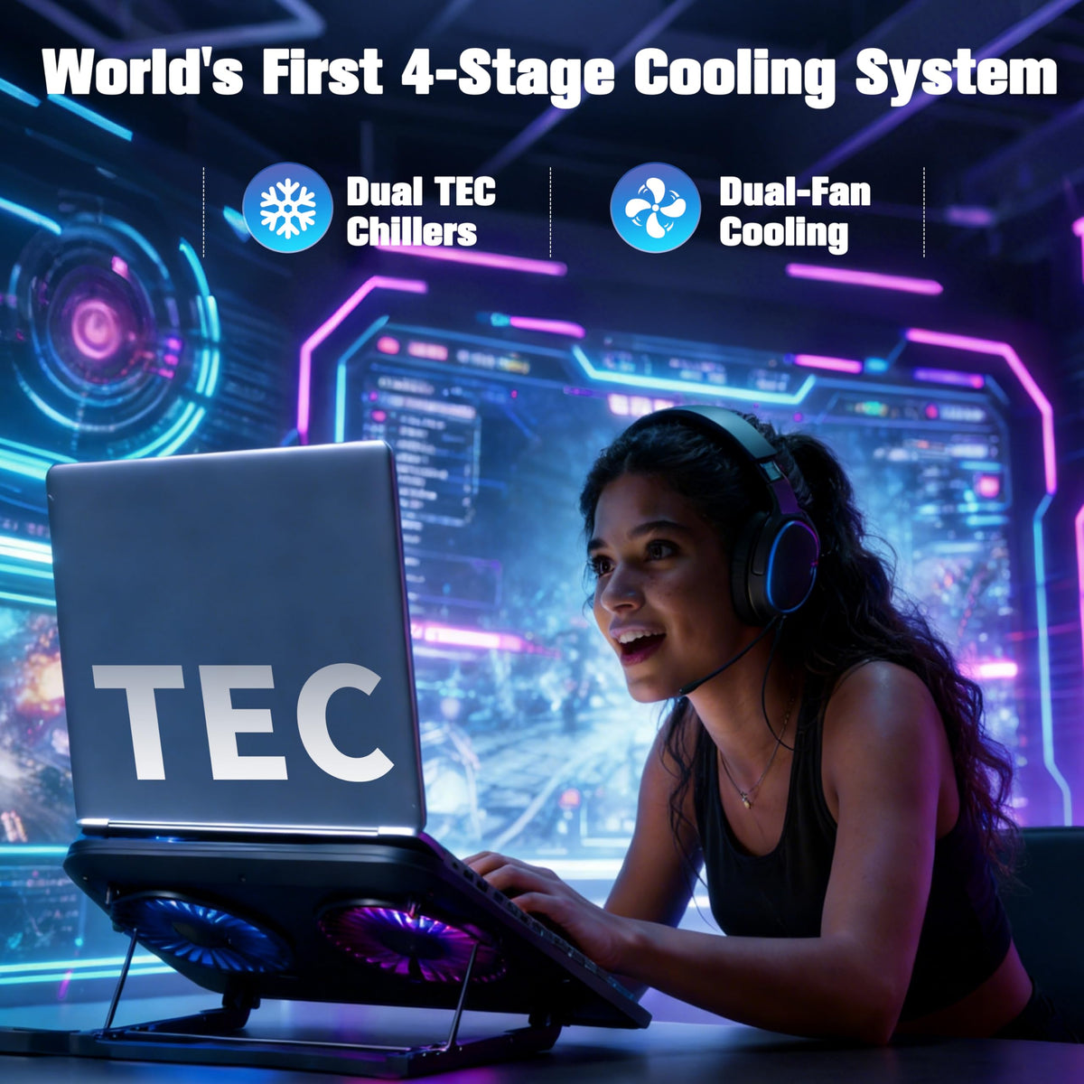 PZT dual-fans close-up reveals 5.12-inch fans delivering quiet, strong airflow.
