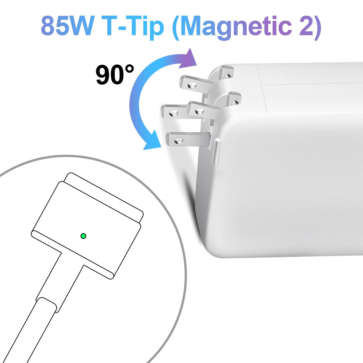 Close-up of the magnetic 2-Tip dock on the Qacxzer charger
