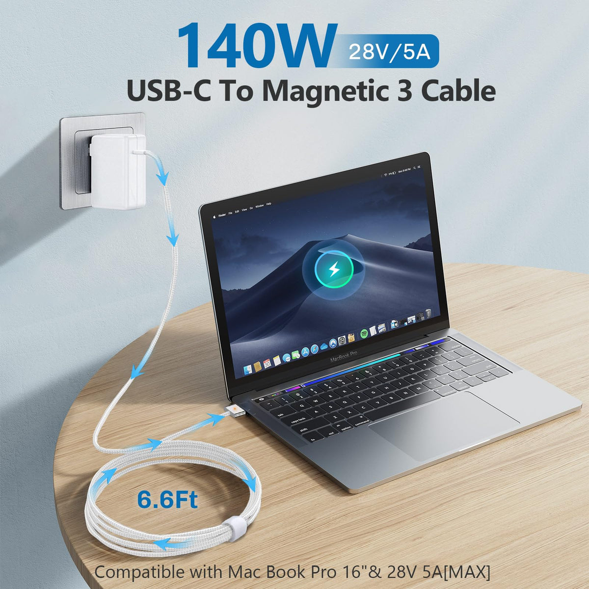 Qacxzer magnetic USB-C cable with LED indicates charging status.