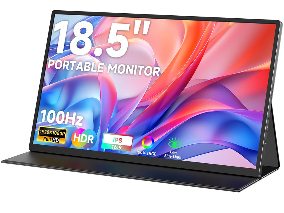 QAF 18.5-inch portable monitor front view highlighting frameless design for portability