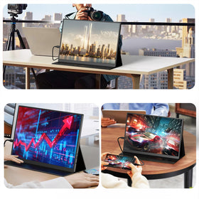 QAF setup beside a laptop for an extended desktop workspace