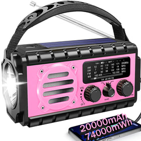 QAUYYW front view pink radio showing controls and speaker for quick access and alerts