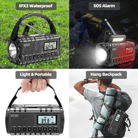 QAUYYW emergency radio flashlight with 48 LEDs for illumination